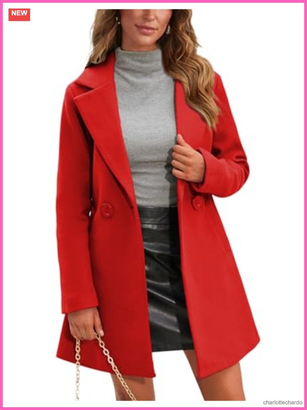 Women's Wool Blend Peacoat Double Breasted Heavyweight Winter Coat Notch Lapel